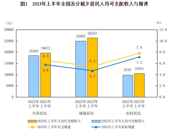 2023年上半年居民收入和消费支出情况