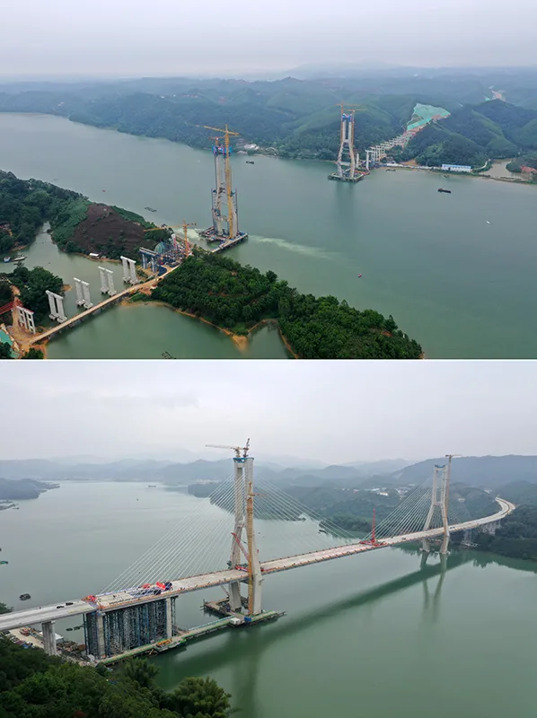 广西上横高速公路西津郁江特大桥合龙