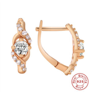 S925 Sterling Silver Glossy Diamonds Dangle Earrings Rose Gold White CZ Zircon Hoops Earring For Mother's Day Fine Jewelry Gifts