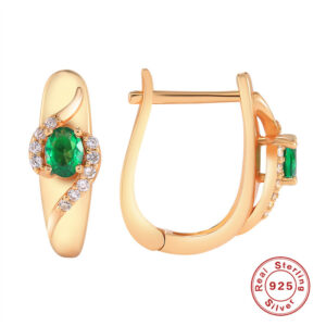 2022 S925 Sterling Silver Glossy Dangle Earrings Champagne Gold Green White Zircon Hoop Earring Women Fine Fashion Jewelry Sets