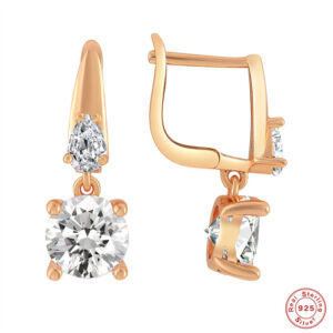 2022 New 925 Sterling Silver Earrings Women Champagne Gold Plated Classic Versatile Diamond Hoop Earrings Fine Fashion Jewelry