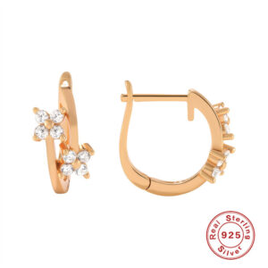 925 Sterling Silver Luxury Rose Gold Crystal Flower Earrings Women Natural Zircon Bridal Wedding Fashion Fine Jewelry Earrings