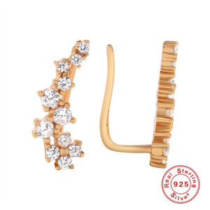 925 Sterling Silver Glossy Stud Earrings 585 Rose Gold Geometry White CZ Zircon Earrings Women Daily Fine Fashion Jewelry Gifts