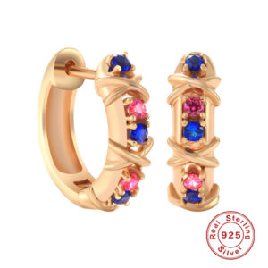 2022 925 Sterling Silver Glossy Hoop Earrings Gold Geometry 5A Zircon Earrings Women Pendientes Daily Fashion Fine Jewelry Gifts