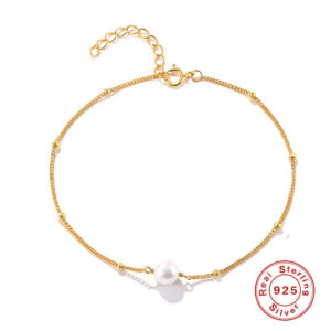 2022 New 925 Sterling Silver Baroque Pearl Bracelet Women Hand Chain Korean Temperament Adjustable Bracelet MOM Day Fine Jewelry
