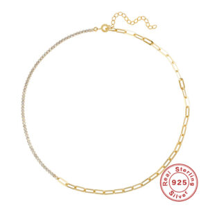 2022 S925 Sterling Silver Paper Clip Choker Chains Tennis Necklaces 18k Gold Plated Fashion Fine Jewelry Women Girl Ladies Gifts