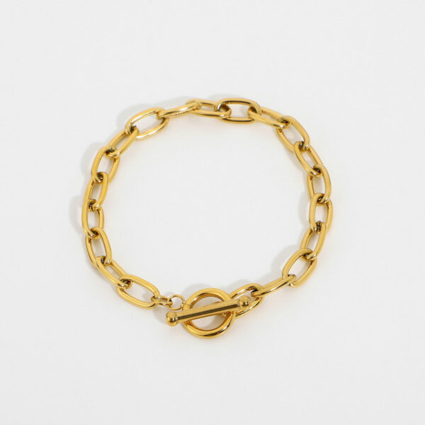 New Gold Plated Stainless Steel Link Chain Paperclip Bracelet For Women OT Stick Buckle Oval Link Chain Bracelet Fashion Jewelry