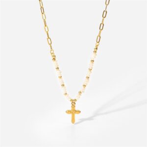 2022 High Quality Fashion Cross Pendant Necklaces Freshwater Pearl Round String Cross Pendants For Women Gifts Wholesale Jewelry
