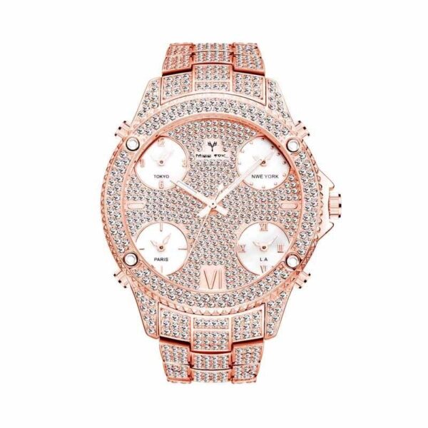 Hip Hop Diamond Mens Iced Top Brand Luxury Steel Silicon Quartz Clock Men's Watch