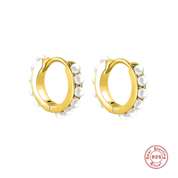 2022 Fashion Women Cute Simulated Pearl Hoop Earrings Korean Pendientes 925 Sterling Silver Huggie Earrings Brincos Fine Jewelry