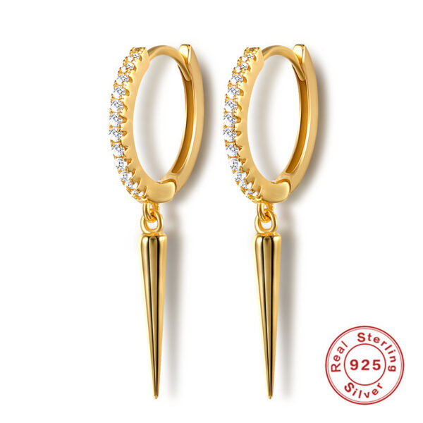 2022 NEW Fashion Fine Jewelry Women 925 Sterling Silver Long Spike Triangle Pendant Earrings Set CZ Zirconia Gold Hoop Earrings