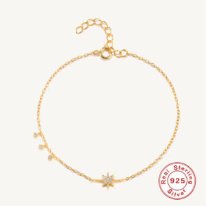 S925 Sterling Silver Chain Bracelet Fine Jewelry Korean Ins Zircon Octagonal Star Adjustable Bracelets For Valentine's Day Gifts