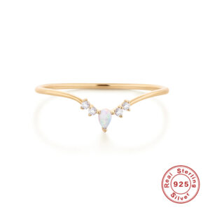 2022 Luxury Women Rings Minimalist V-Shaped Opal Ring For Lovers' Bridal S925 Sterling Silver Finger Rings Fashion Fine Jewelry