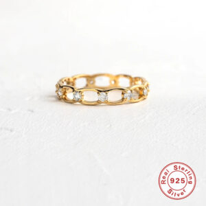 New S925 Sterling Silver Zircon Finger Ring Hollow Dainty Delicate 18K Gold Plated Rings For Women Wedding Fashion Fine Jewelry