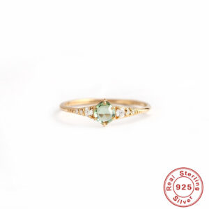 New Design High Quality S925 Sterling Silver Ring Round Green CZ Zircon Engagement Wedding Rings For Women Fashion Fine Jewelry
