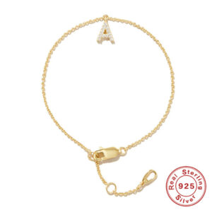 New S925 Sterling Silver CZ Zircon Letters Chain Bracelets For Women Alphabet Charm Bracelet Girls Jewelry Pulsera Bangles Gifts