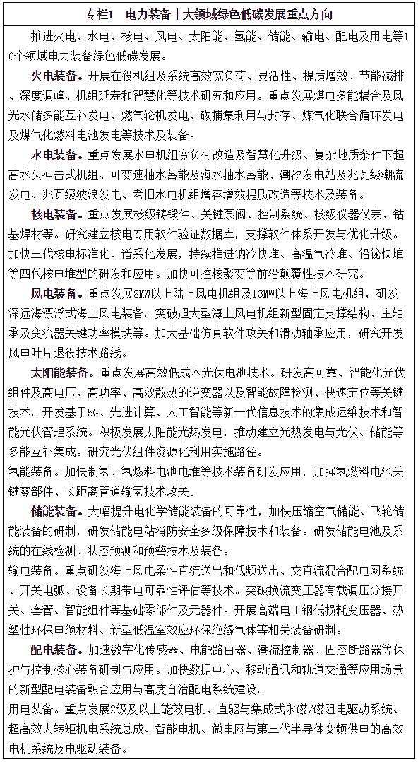 工业和信息化部 财政部 商务部 国务院国有资产监督管理委员会 国家市场监督管理总局关于印发加快电力装备绿色低碳创新发展行动计划的通知