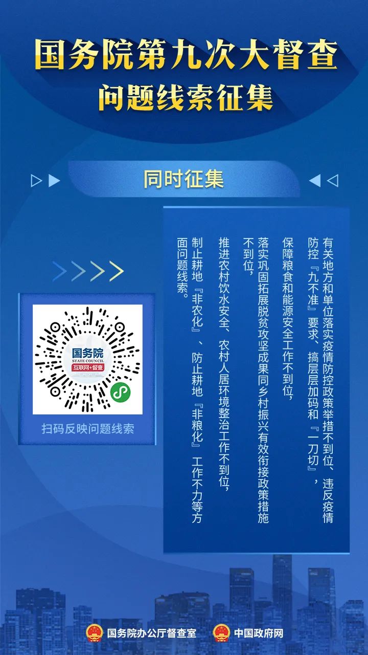 国务院第九次大督查征集问题线索重点范围