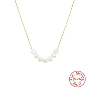 High Quality S925 Sterling Silver Pearls Charm Necklace Girls Ladies Clavicle Chain Necklaces Summer Beach Fashion Fine Jewelry