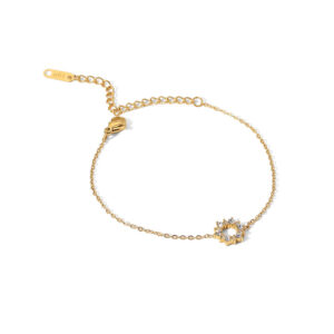 New High Quality White Cubic Zirconia Ring Charm Bracelets Stainless Steel Chain Bracelet Fashion Jewelry Accessories Party Gift