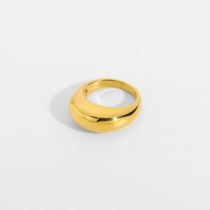 High Quality Stylish 18K Gold Plated Arc Shape Bold Ring Punk Jewelry Stainless Steel Chunky Finger Rings Women Fashion Jewelry