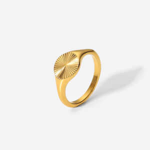 High Quality Gold Color Stainless steel Medallion Sunbeam Ring Fashion Jewelry Gifts 18K Gold Plating High Polished Finger Rings