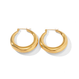 New Style Hollow Crescent Shaped Large Stainless Steel Moon Earrings Women Fashion 18K PVD Gold Plated Vintage Big Hoop Earrings
