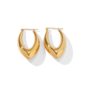 New High Quality Fashion New V Shape Stainless Steel Personalized Glossy Hollow Versatile Hoop Earring Women Jewelry Accessories