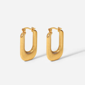 Fashion Fancy Threaded Stainless Steel Hoop Earrings 18K Gold Plated Hypoallergenic U-Shaped Earring Women Trendy Jewelry Gifts