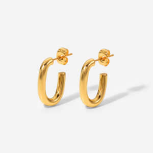 High Quality Stainless Steel 18K Gold Plated U-shaped Ring Earring Ladies Jewelry Fashion Simple Hoop Earrings for Women Jewelry