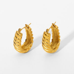 2022 High Quality Fashion Hoop Earrings Simple Stainless Steel Pudgy Twisted Sheep Horn U-shaped Ear Rings Pattern Women Jewelry
