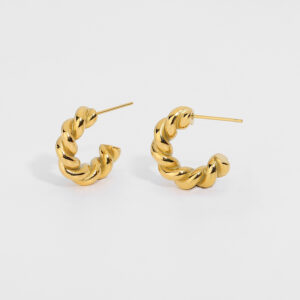 New High Quality 18K Gold Plated Stainless Steel Twisted Earrings For Women Spiral Style Hoops Loop Earrings Jewelry Accessories