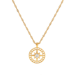 High Quality Waterproof Stainless Steel Eight-pointed Star Openwork Pendant Necklace Trendy Anniversary Women Fashion Jewelry