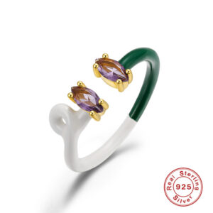 New luxury Candy Macaron Fashion Rings Jewelry S925 Sterling Silver Colorful Oil Drip Snake Open Enamel Rings Waterproof Jewelry