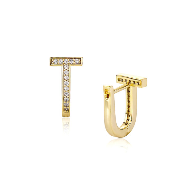 Fashion Cubic Zirconia Huggie Earring Gold Plated Iced Out Girls Boss Woman U Shape Hoop Earrings Amazon Popular Hip Hop Jewelry