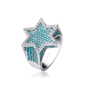 New Iced Out Hexagon Star Rings For Men/Women Micro Paved Gold Silver Color Finish Cubic Zircon Charm Hip Hop Jewelry Ring Gifts