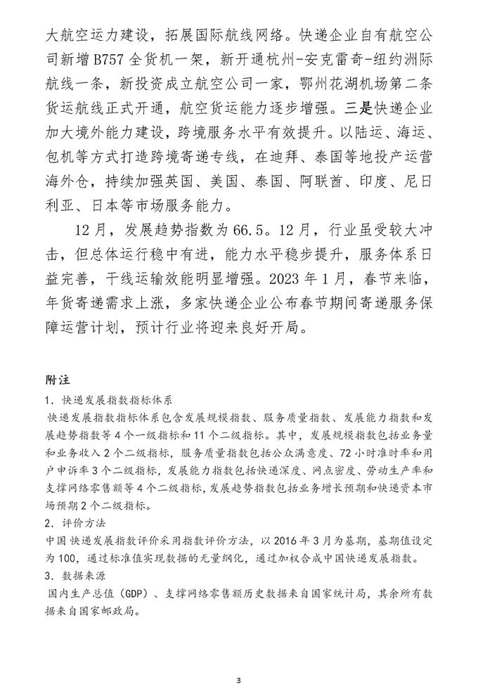 2022年12月中国快递发展指数报告
