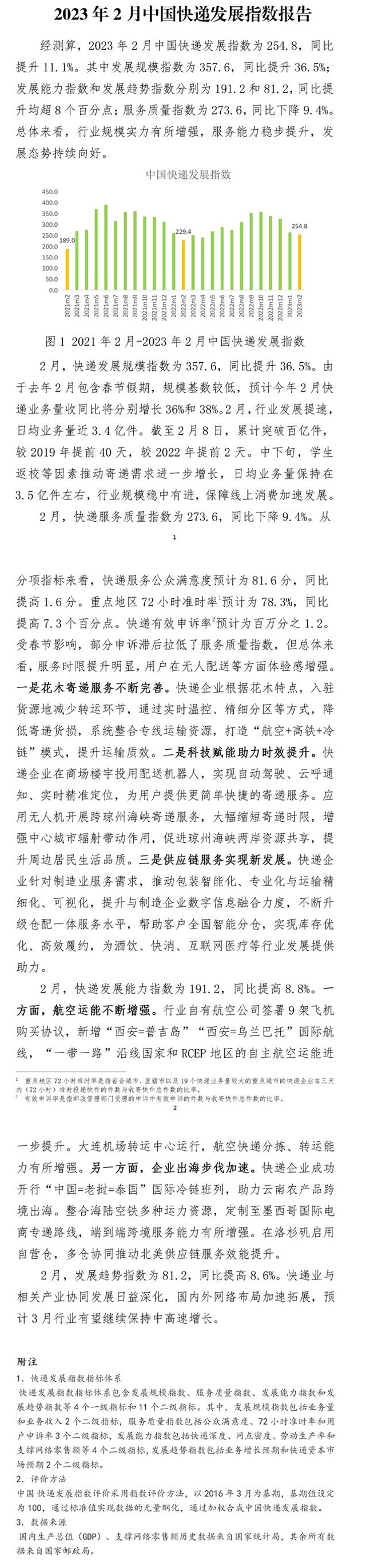 2023年2月中国快递发展指数报告