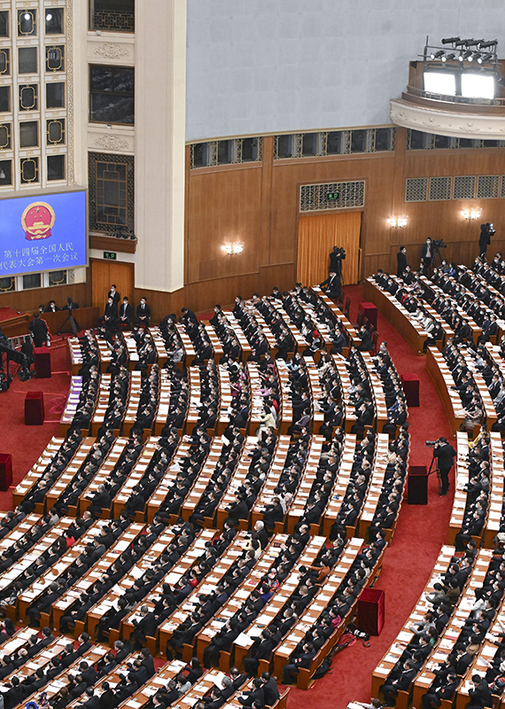 十四届全国人大一次会议举行第二次全体会议