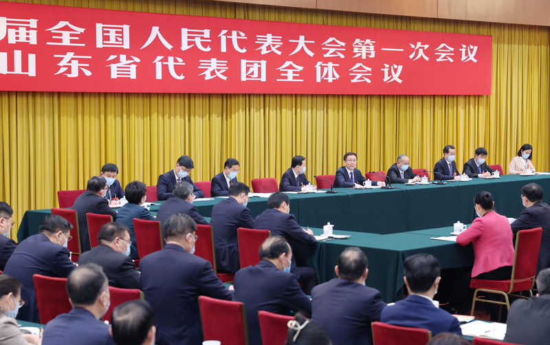 韩正参加山东代表团审议