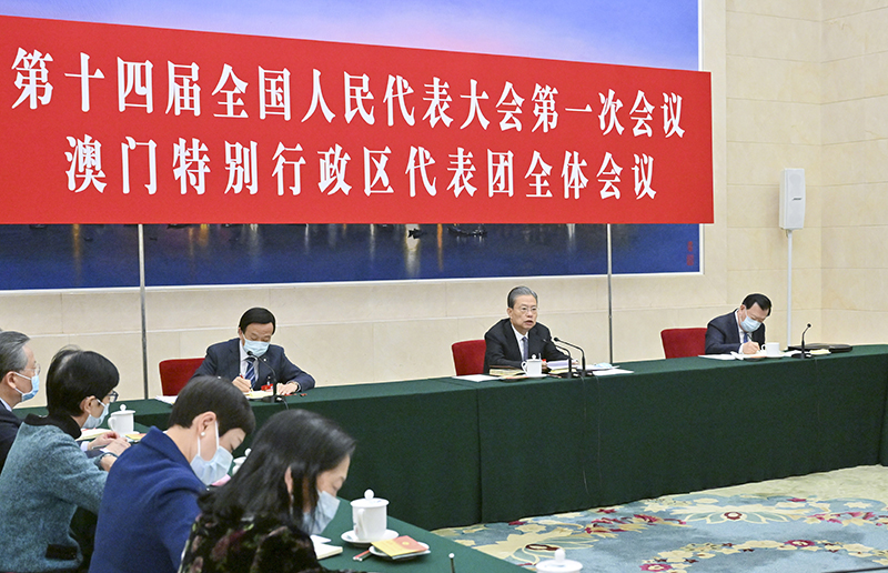 赵乐际分别参加香港代表团澳门代表团审议