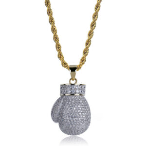 New Hip Hop Boxing Pendant Necklaces Jewelry All Iced Out Micro Pave Cubic Zircon Stone Gold Plated Brass Material Men Best Gift