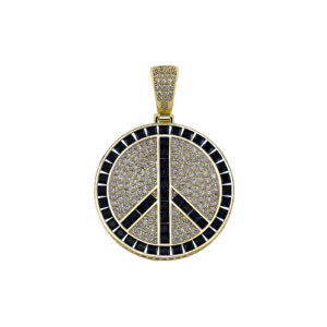 High Quality Wholesale New Fashion Hip Hop Jewelry 14K Gold Plated Iced Out CZ Peace And Love Medallion Pendant Necklace Jewelry