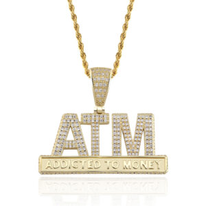 New Iced Out Cubic Zircon ATM Pendant Necklaces Gold Silver Color Personality Hip Hop Fashion Jewelry Pendants Charms For Gifts