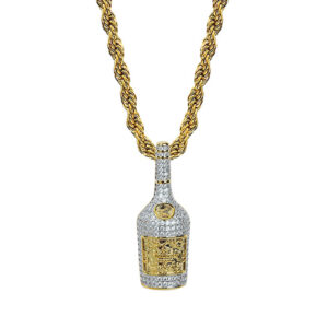 Champagne Bottle Pendant Necklace Mens Fashion Jewelry Pendants Charms Gold Silver Color Chains Necklace Hip Hop Jewelry Gifts