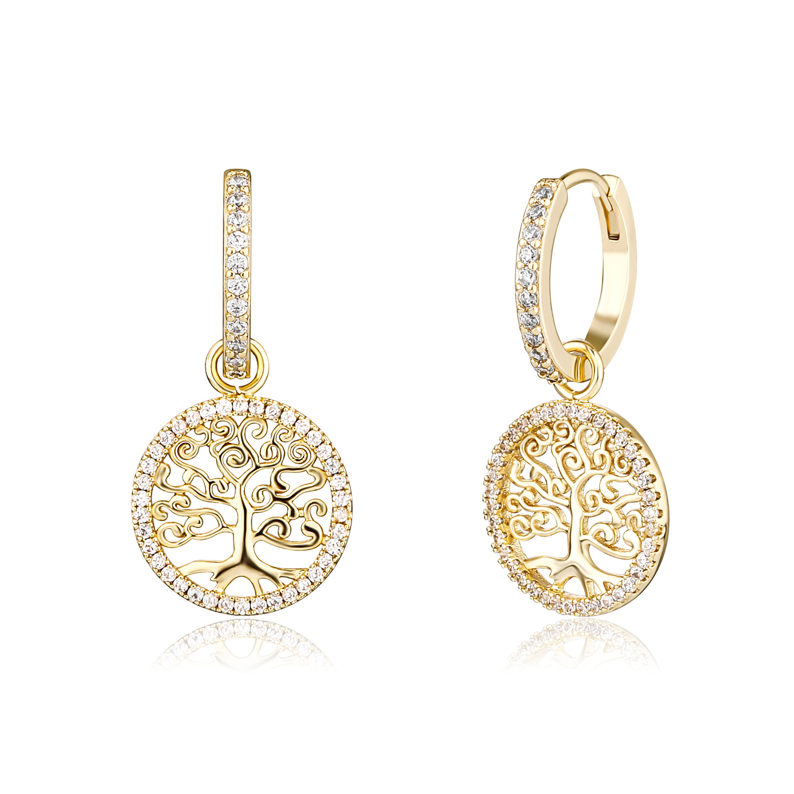 New Plant Tree Drop Earrings Women Luxury Full Iced Out Micro Pave Cubic Zirconia Jewelry Cute Romantic Fashion Jewelry Earrings