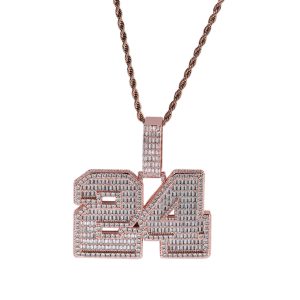 New Iced Out Custom Bling Number Name Pendant Necklace Hip Hop Baguette Letter Jewelry Women Men Fashion Jewelry Pendants Charms