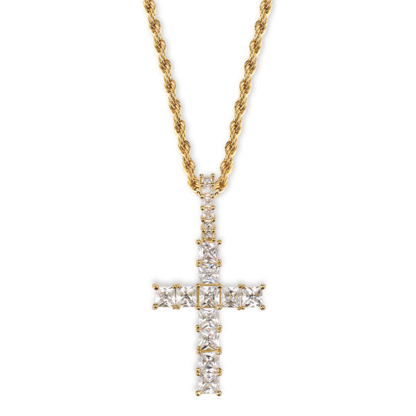 New Mini Baguette Cross Pendant Necklaces Square Cubic Zircon Antique Cross Hip Hop Rock Jewelry Fashion Jewelry Pendants Charms