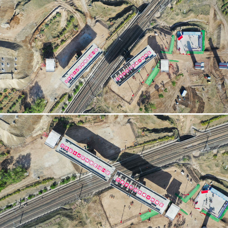 集大原高铁跨京包铁路连续梁成功转体