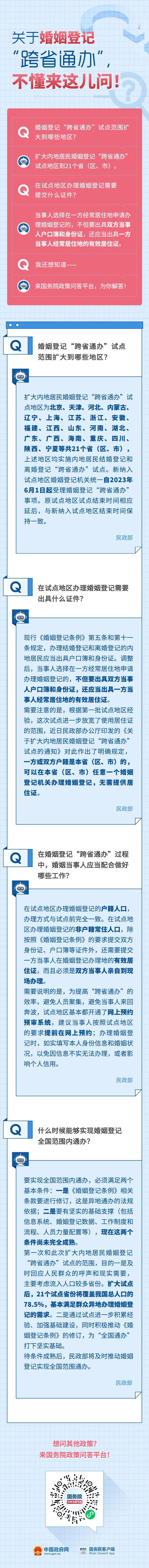 哪些地区将支持婚姻登记“跨省通办”？办理登记要出具哪些证件？